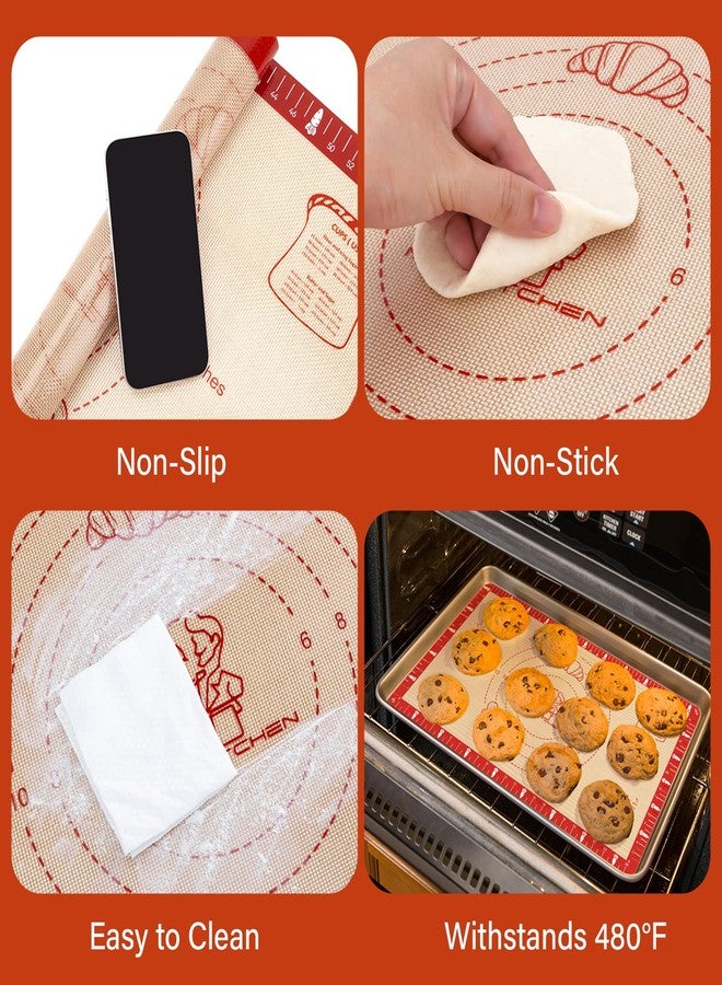 Mimekitchen Extra Thick Silicone Baking Mat with Recipes - 26x16 inch Non Stick Pastry Mat with Measurements for Sourdough, Macarons, Bread, Pizza, Dough Rolling, Kneading, Heat Resistant to 480°F Gift for Baker - Image 4