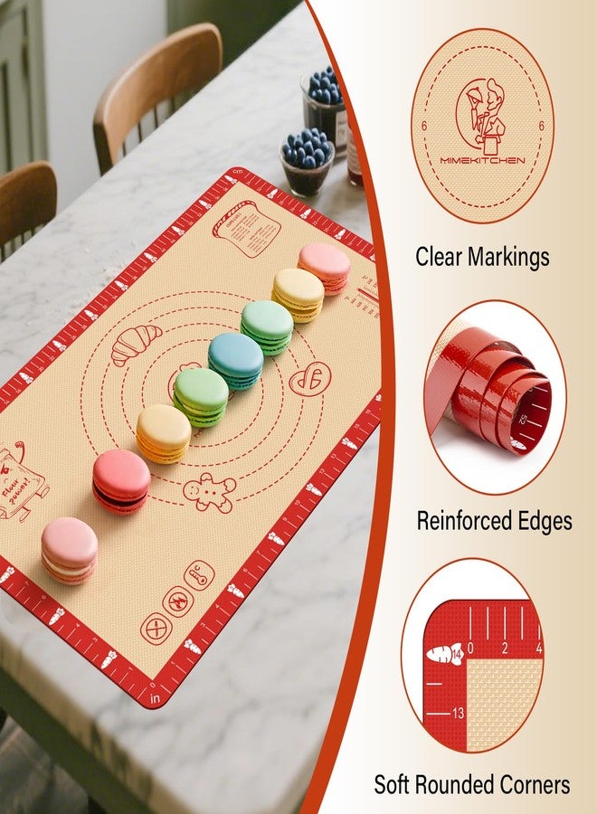 Mimekitchen Extra Thick Silicone Baking Mat with Recipes - 26x16 inch Non Stick Pastry Mat with Measurements for Sourdough, Macarons, Bread, Pizza, Dough Rolling, Kneading, Heat Resistant to 480°F Gift for Baker - Image 5