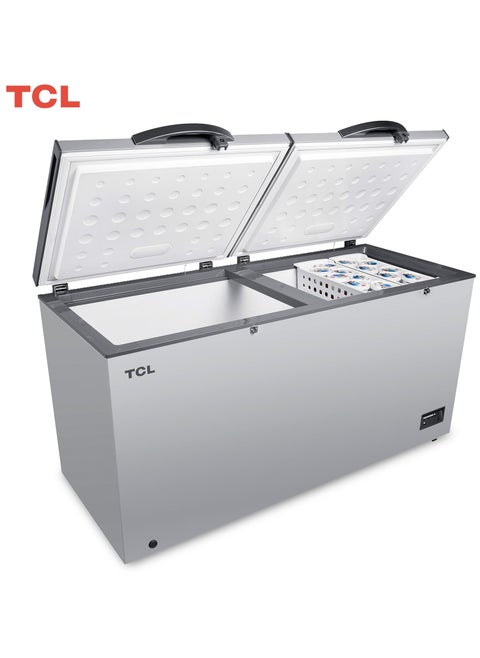 Double Door Chest Freezer, Large Deep Freezer With Storage Basket, Electronic Temperature Control With Led Display, Front Water Disposal, Child-Safety Lock 660 L 230 W F660Cfsl Silver