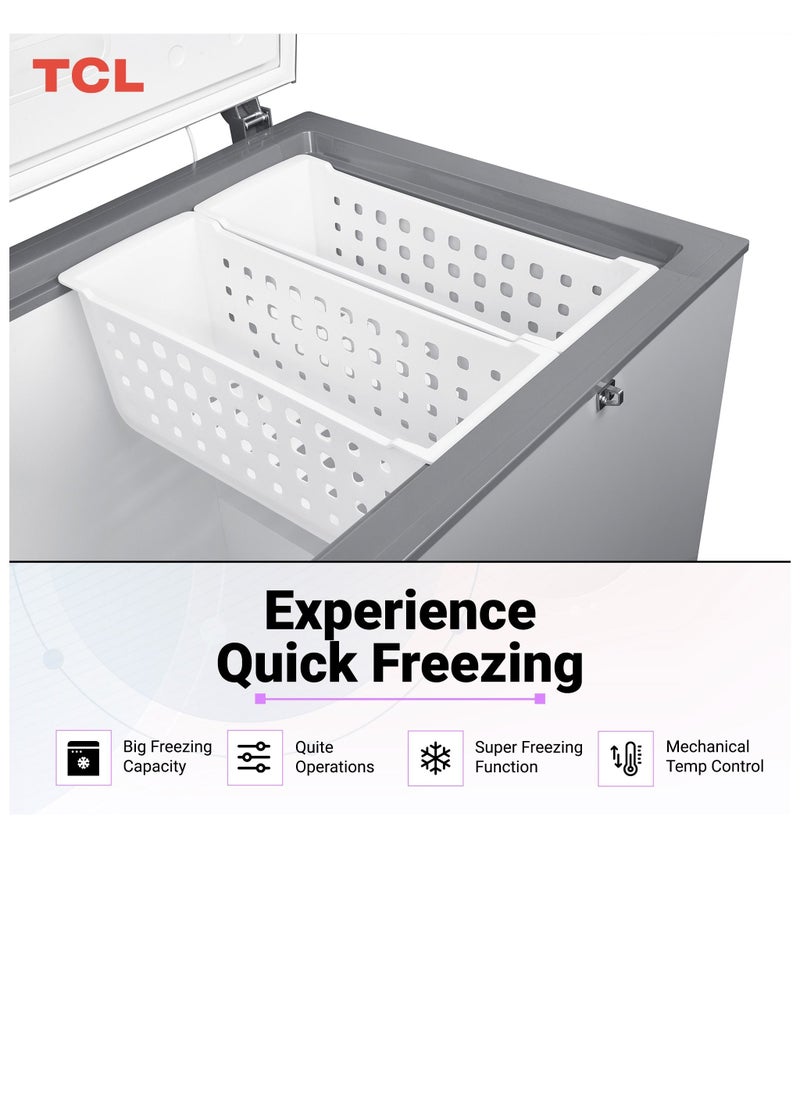 Double Door Chest Freezer, Large Deep Freezer With Storage Basket, Electronic Temperature Control With Led Display, Front Water Disposal, Child-Safety Lock 660 L 230 W F660Cfsl Silver