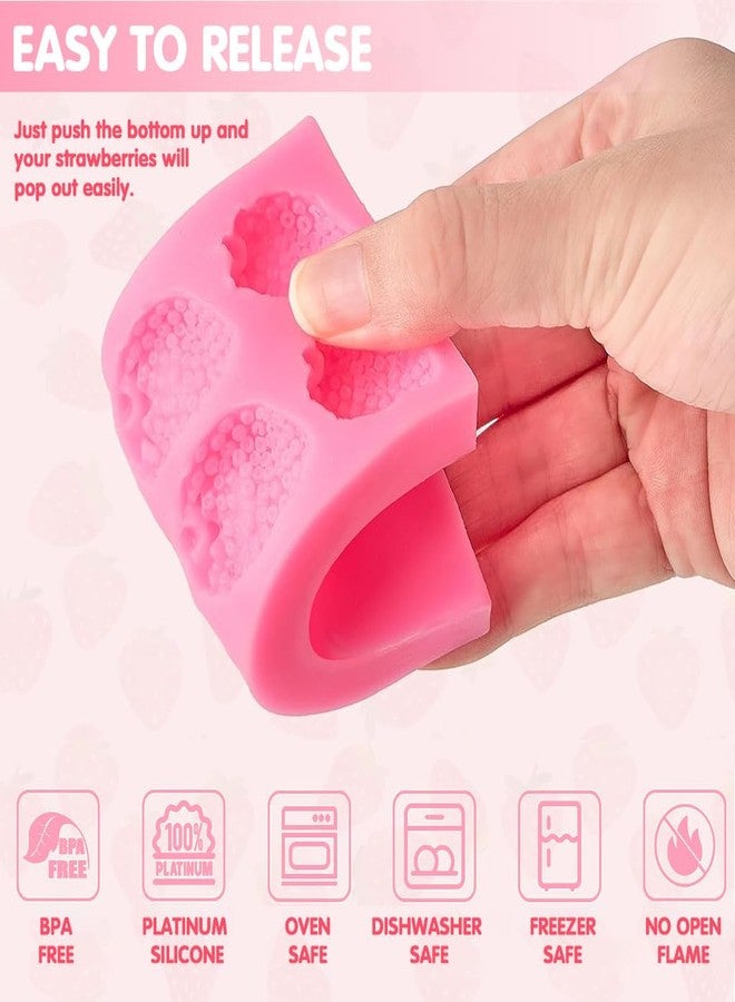 Supvox® 5Pcs Strawberry Silicone Molds Foodgrade Silicone Mold, Strawberry Fondant Molds Non-Stick, Easy to Demold, Baking Candy Mold for Chocolate, Jelly, Ice Cubes, Soap, and DIY Crafts - Image 3