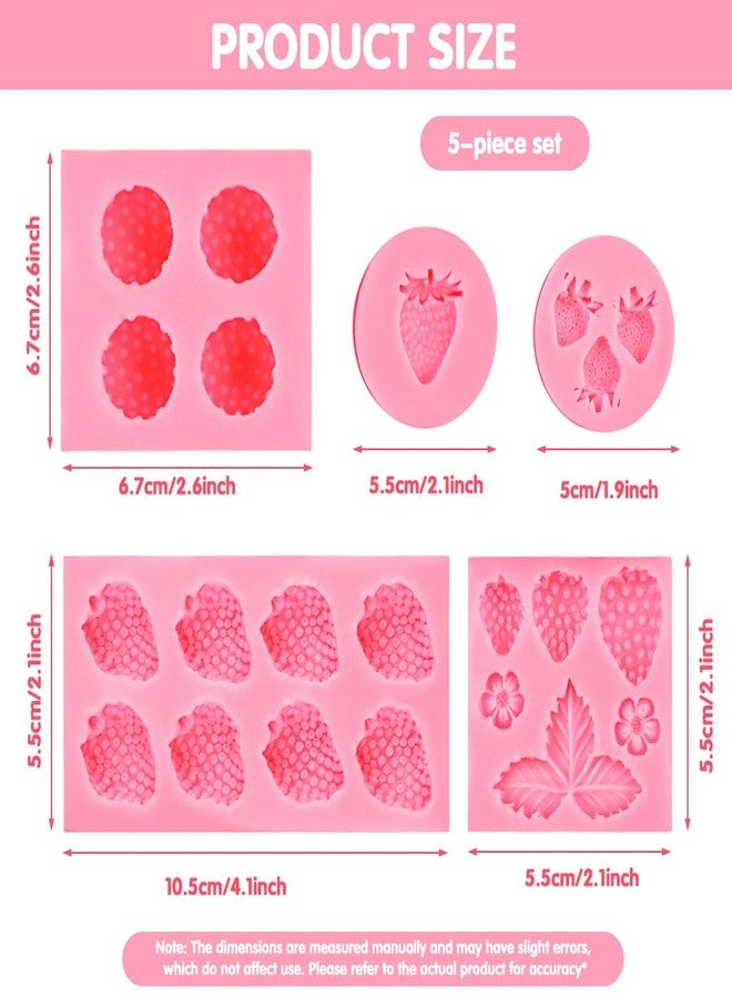 Supvox® 5Pcs Strawberry Silicone Molds Foodgrade Silicone Mold, Strawberry Fondant Molds Non-Stick, Easy to Demold, Baking Candy Mold for Chocolate, Jelly, Ice Cubes, Soap, and DIY Crafts - Image 2