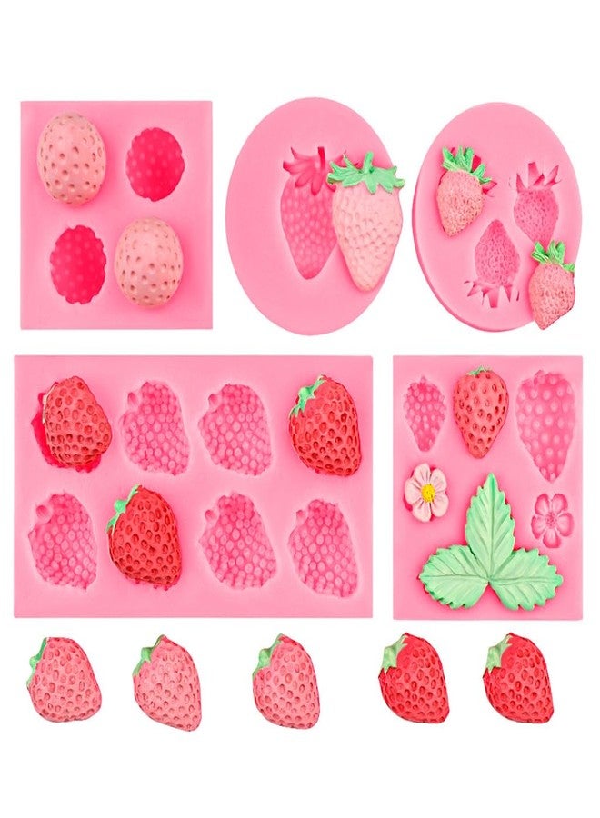 Supvox® 5Pcs Strawberry Silicone Molds Foodgrade Silicone Mold, Strawberry Fondant Molds Non-Stick, Easy to Demold, Baking Candy Mold for Chocolate, Jelly, Ice Cubes, Soap, and DIY Crafts - Image 1