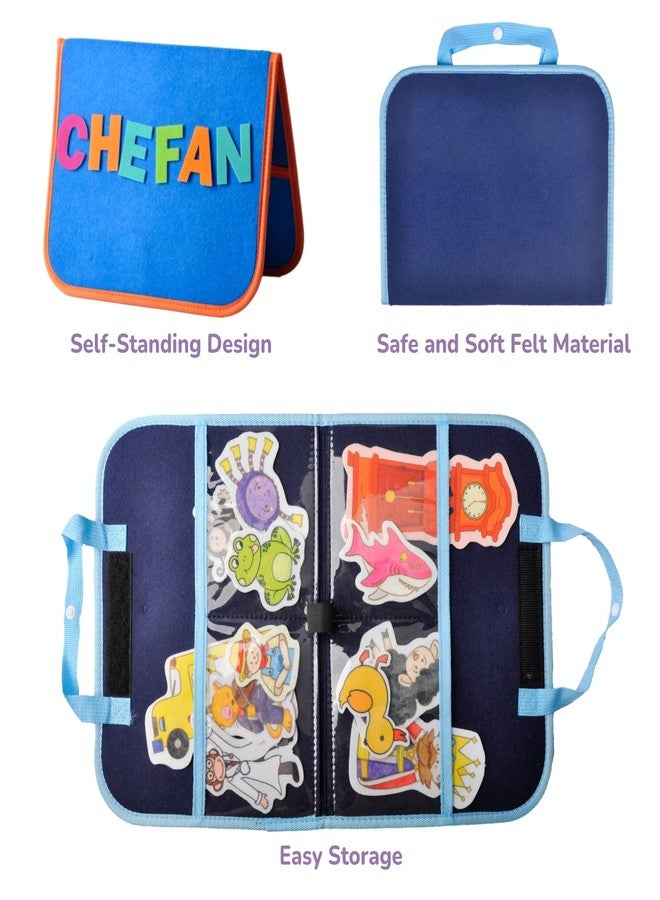 CHEFAN 2 Pack Felt Board for Kids, Portable Travel Storyboard, Preschool Activity Play Kits, Board Only, Blue & Green - Image 4