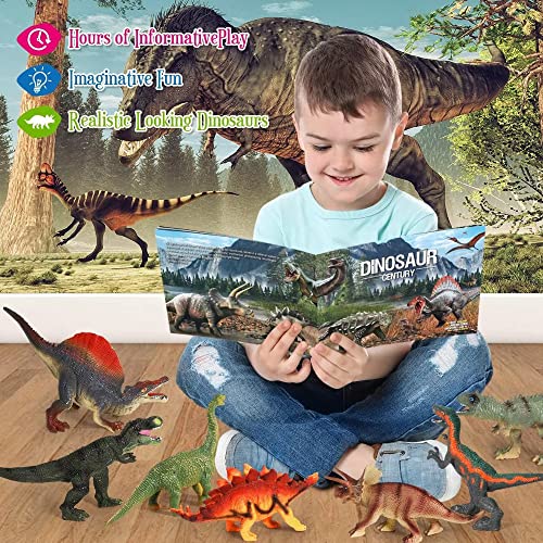 FRUSE Jurassic Dinosaur Toys,12 PCS Realistic Dino Figurines,Educational Dino Figure Playset with Information Dino Book,Dinosaur Toys for Kids 3-5 - Image 4