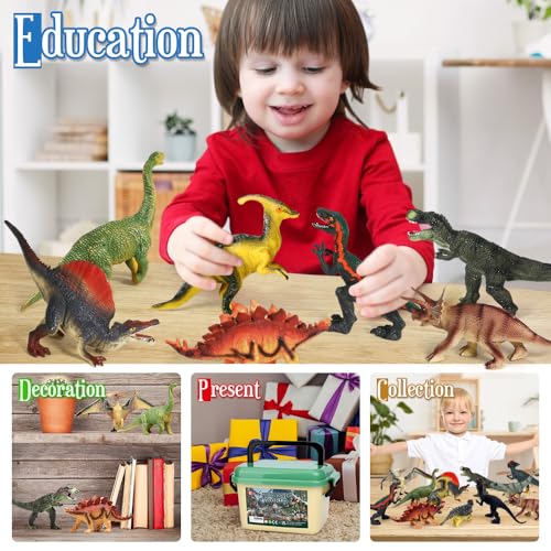 FRUSE Jurassic Dinosaur Toys,12 PCS Realistic Dino Figurines,Educational Dino Figure Playset with Information Dino Book,Dinosaur Toys for Kids 3-5 - Image 3