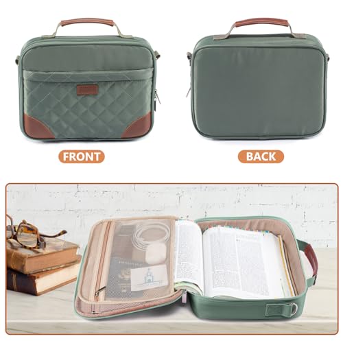 Aplufine Bible Cover for Men-Bible Case for Women-Medium Bible Bags and Totes-Large Bible Carrying Case-Bible Carrier with Shoulder Strap,Detachable Pen Loops for Bible Accessories,Gift Men Women - Image 4