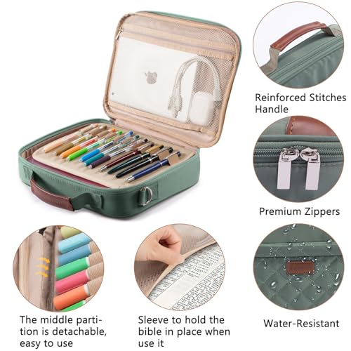 Aplufine Bible Cover for Men-Bible Case for Women-Medium Bible Bags and Totes-Large Bible Carrying Case-Bible Carrier with Shoulder Strap,Detachable Pen Loops for Bible Accessories,Gift Men Women - Image 5
