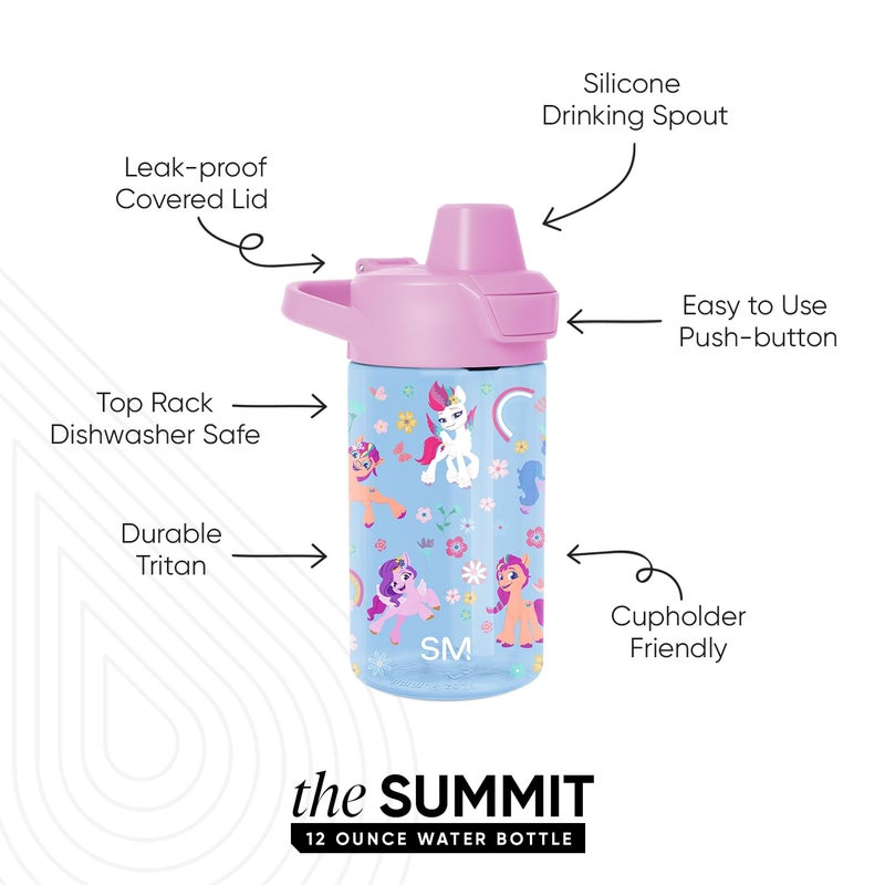 Simple Modern My Little Pony Kids Tritan Plastic Summit Water Bottle | 12 oz BPA-Free Cup with Covered Leak Proof Straw Lid for Girls, Toddlers | Garden of Rainbows - Image 2