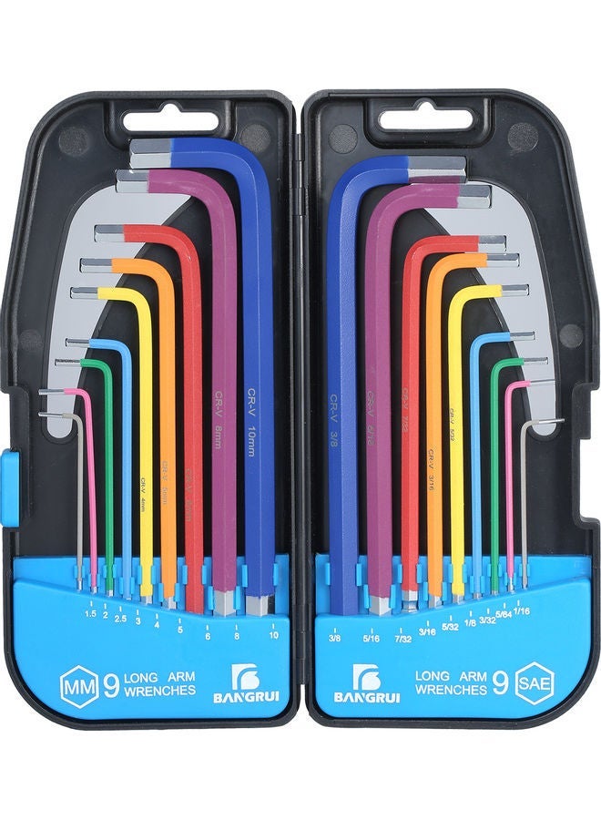 نيبمينينت 18-Piece Long Arm Key Wrench Set Multicolour 22.00 x 4.50 10.50cm  - Image 1