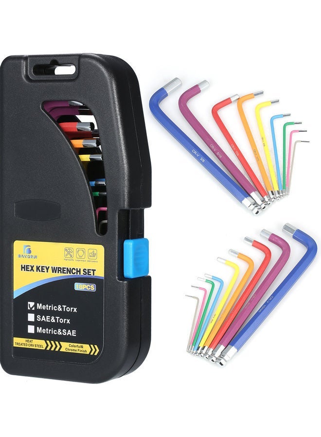 نيبمينينت 18-Piece Long Arm Key Wrench Set Multicolour 22.00 x 4.50 10.50cm  - Image 3