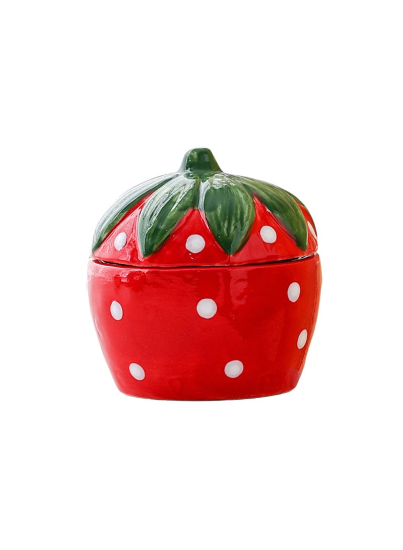 Diy Aromatherapy Candle Jar Creative Ceramic Candle Holder Cup Jewelry Storage Container For Girls Gift (Red Strawberry Jar)  - Image 1