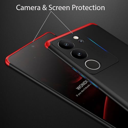 Kapa Double Dip Full 360 Protection Back Case Cover for Vivo V29 Pro (5G) (Red, Black) - Image 3
