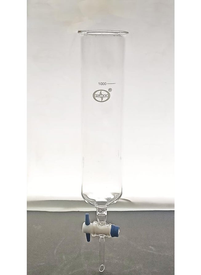 ISKO Dropping Funnel PTFE Key Stopcock Open Top Cylindrical Ungraduated Cylindrical Borosilicate Glass 500 ml