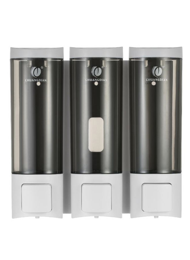 NIBEMINENT Three Chamber Manual Soap Dispenser Grey/White 200ml