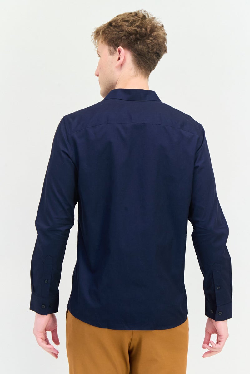 SELECTED Men Regular Fit Solid Long Sleeves Casual Shirt, Navy - Image 2