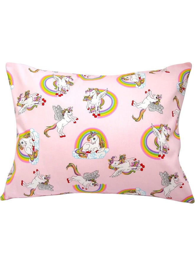 Comfy Turtles Toddler Pillowcase 13 x 18 Cotton Unicorn Pillows for Girls, Small Pillow Cases for Travel Pillows, Toddler Pillowcase Character - Pink Cute Unicorns - Image 1