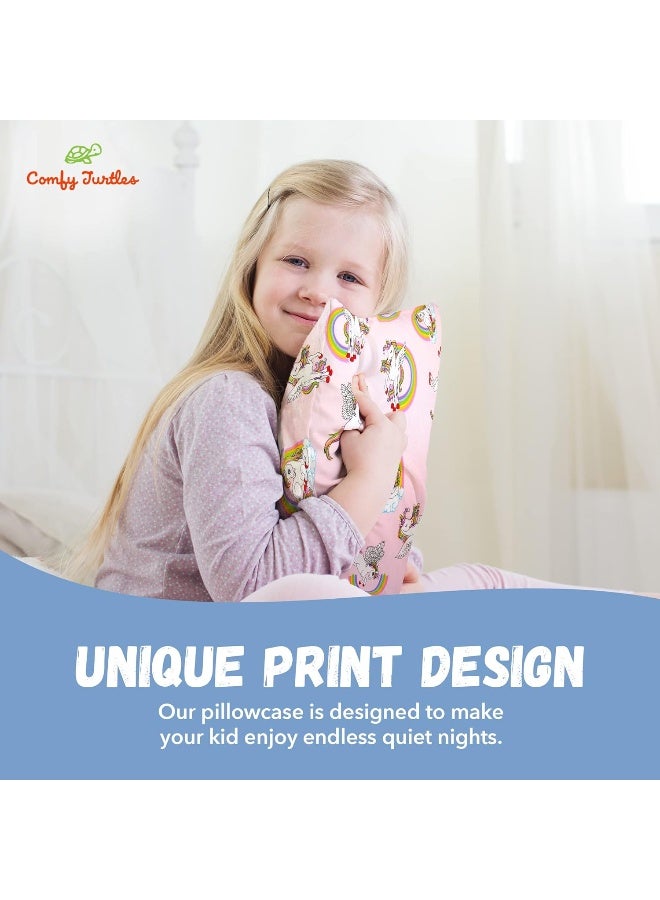 Comfy Turtles Toddler Pillowcase 13 x 18 Cotton Unicorn Pillows for Girls, Small Pillow Cases for Travel Pillows, Toddler Pillowcase Character - Pink Cute Unicorns - Image 3
