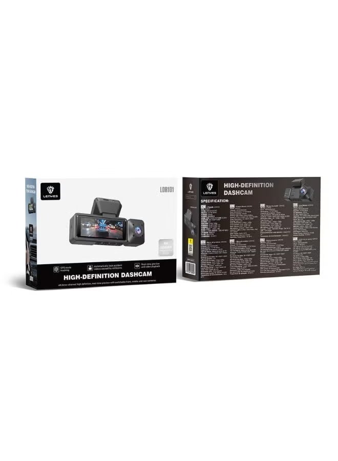 Lenyes LDR101 Front & Rear Dash Cam, 4K Ultra HD Car Camera with Wi-Fi & GPS, Dual Camera Recording, Vehicle Driving Recorder for Road Trips, Daily Commutes & Parking Monitoring - Image 2