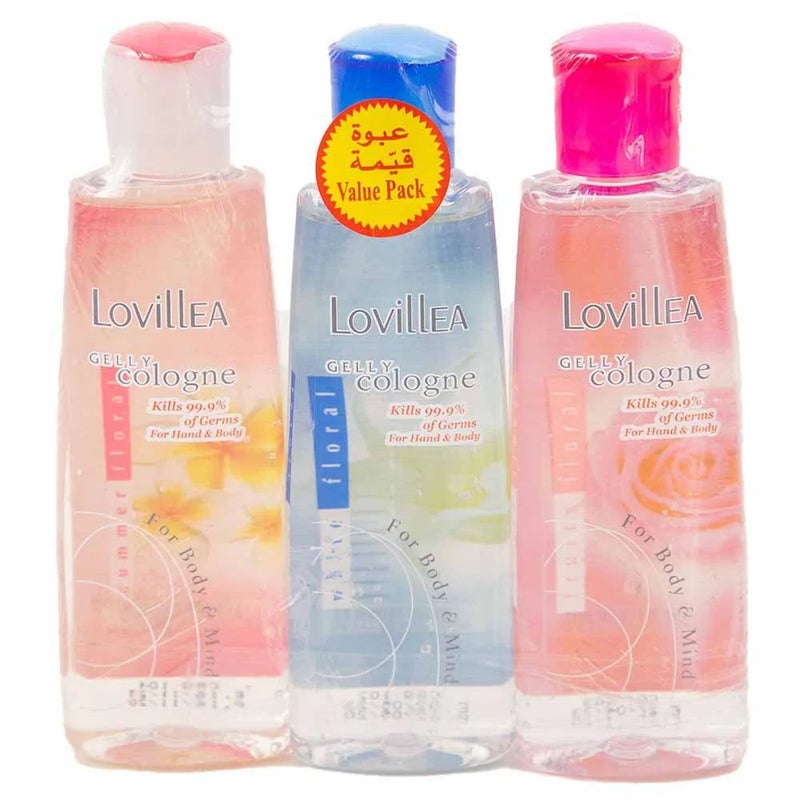 Lovillea Gelly Cologne for Women 200ml (Pack Of 3), Mix Flavours. Summer, White, Fruity Floral