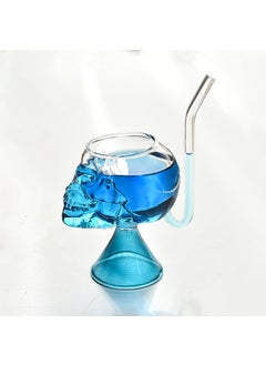 mxmade creative vampire wine glass transparent filter glass wine glass 300mlSkull vampire Cup lake blue bottom 11 * 16cm Skull vampire Cup lake blue bottom 11 * 16cm