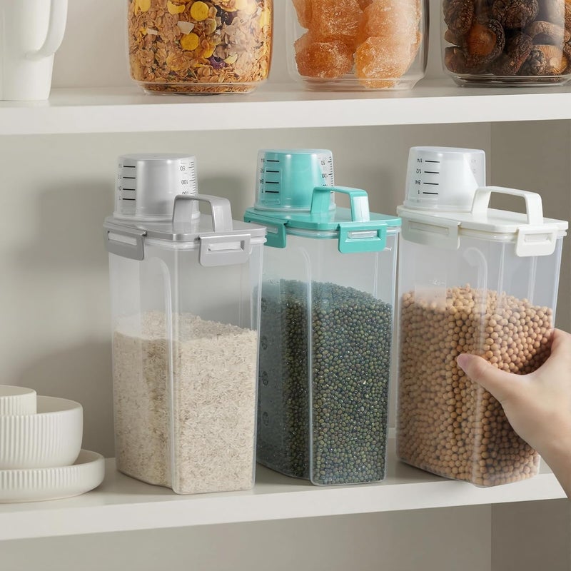 TBMax Rice Container Cereal Storage Container 2 Pack 5 Lbs, Kitchen Pantry Dry Food Storage Holder with Easy-Pouring Spout & Handy Cup, Small Pet Dog Cat Food Dispenser for Daily Feeding -Beige - Image 5