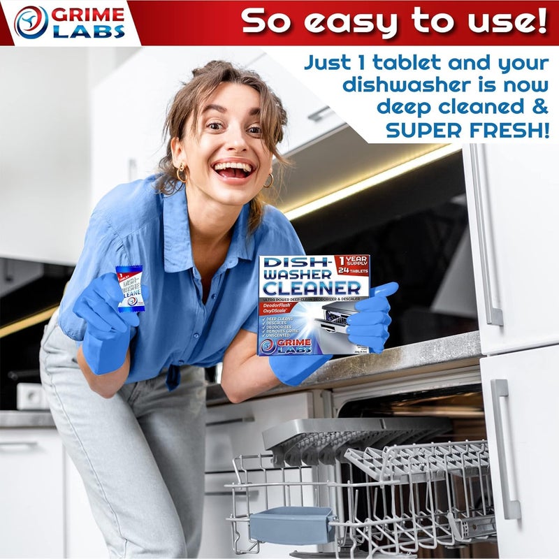 GRIME LABS Washing Machine & Dishwasher Cleaner Tablets Bundle - 12-Month Supply | Deep Cleaning & Deodorizing Tablets for Dishwashers & Washing Machines | 48-Tablet Set - Value Pack - Image 4