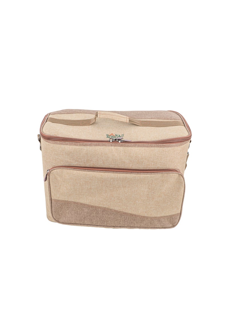 ALGHAFA ALGhafa,hafeet thermos bag, for trips, camping, wooden color, large size 45*28*35 cm  - Image 1