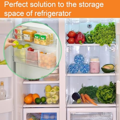 RILION 6 fridge storage boxes multipurpose containers for storage Space-saving Refrigerator Side Door Organizer for fridge kitchen Fruits, Vegetables Storage Containers- transparent, Plastic - Image 2