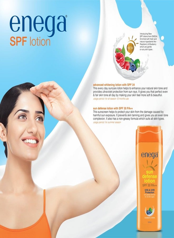 Enega Sun Defense Lotion SPF 30 PA++ | UVA & UVB Protection Sunscreen | Non-Greasy Formula for All Skin Types | Blueberry Shine (300 ML) - Image 3