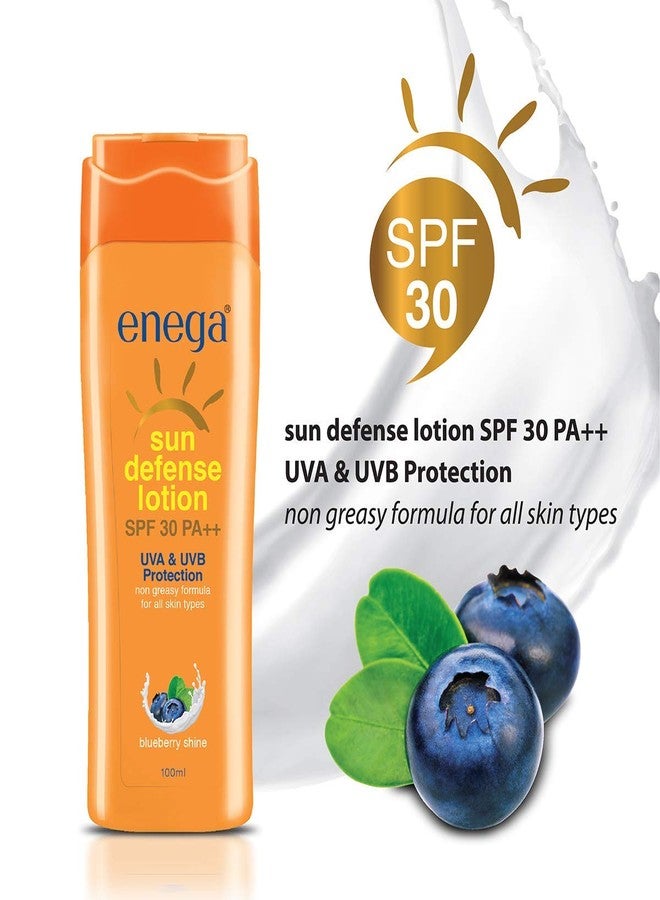 Enega Sun Defense Lotion SPF 30 PA++ | UVA & UVB Protection Sunscreen | Non-Greasy Formula for All Skin Types | Blueberry Shine (300 ML) - Image 5