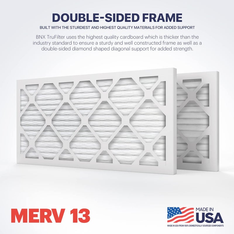 BNX TruFilter 12x24x1 Air Filter MERV 13 (4-Pack) - MADE IN USA - Electrostatic Pleated Air Conditioner HVAC AC Furnace Filters for Allergies, Pollen, Mold, Bacteria, Smoke, Allergen, MPR 1900 FPR 10 - Image 4