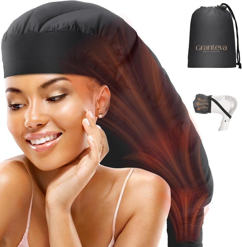 Granteva Large Hooded Hair Dryer Bonnet wIntegrated Headband  Reduces Heat Exposure Around Ears  Neck  Enhanced Size for Use with Rollers Speeds Up Drying Time Safe Deep Conditioning at Home Adjustable