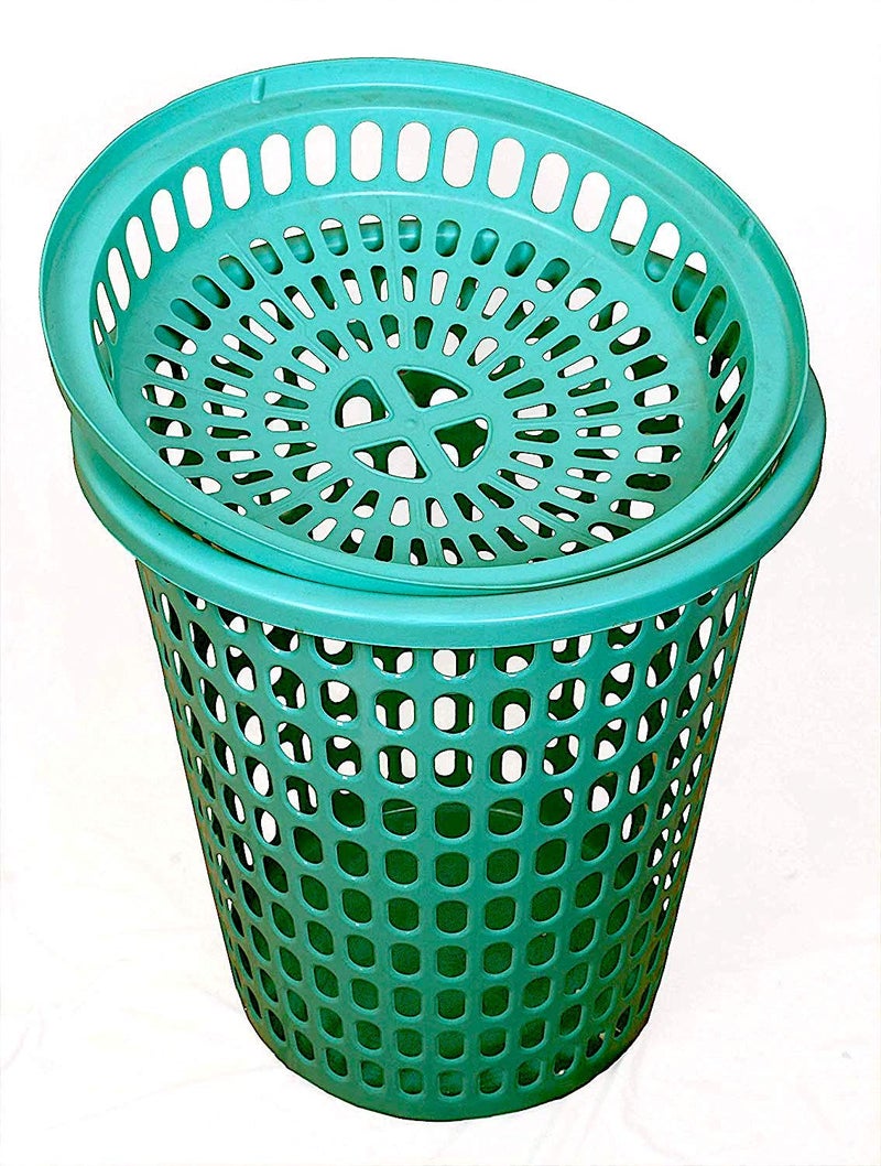 mastBus Royal Laundry Basket with Lid for Clothes Plastic 50 Litre Capacity Heavy Durable Plastic Kapde Rakhne ki Bucket Green 1Pcs - Image 4