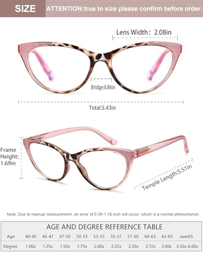 YTDBNS Reading Glasses for Women, Cat Eye Readers, Fashion Blue Light Blocking Eyewear, Lightweight Spring Hinge Frames for Everyday Wear - Image 5