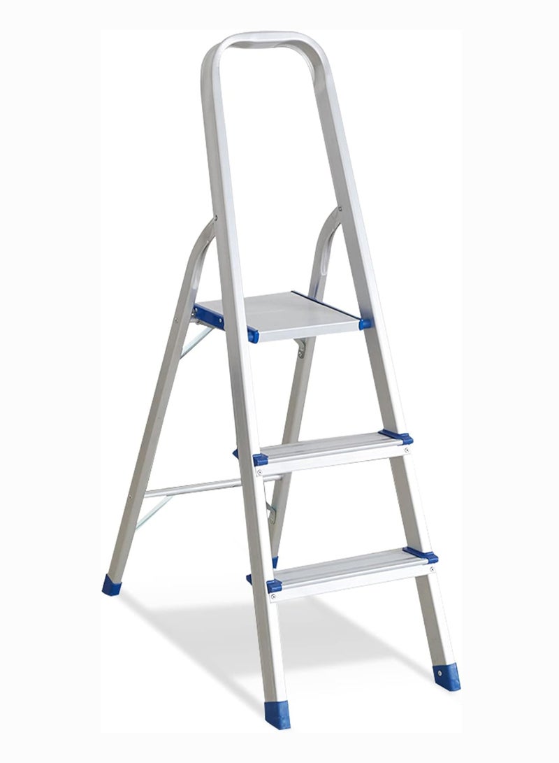 Living مجموعة من 2 سُلَّم ألومنيوم محترف قابل للطي 3 خطوات سُلَّم منزلي مع خطوة عريضة 33*21*119 سم - Image 4