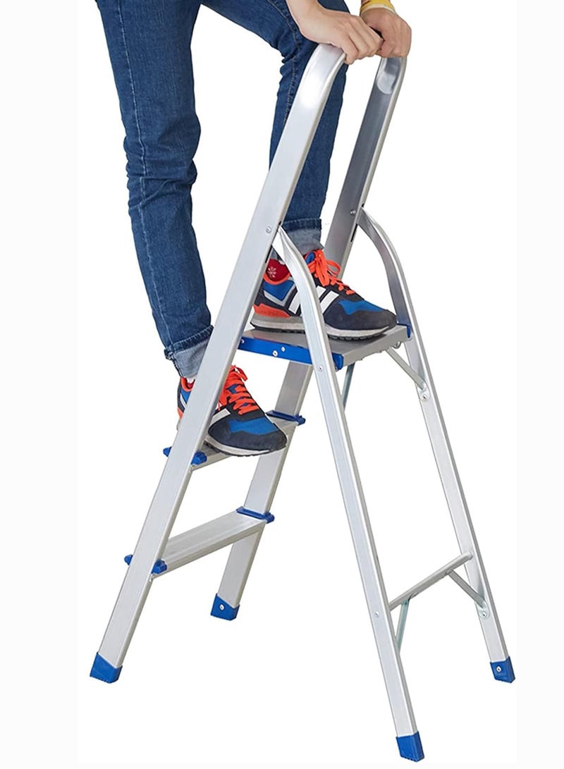 Living مجموعة من 2 سُلَّم ألومنيوم محترف قابل للطي 3 خطوات سُلَّم منزلي مع خطوة عريضة 33*21*119 سم - Image 5