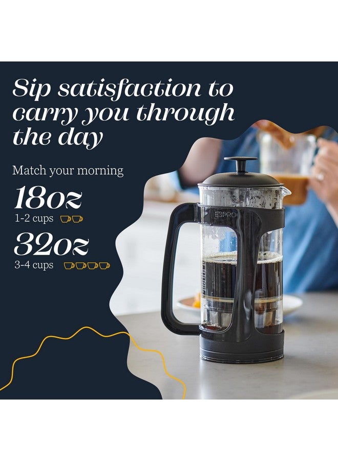 إسبرو ESPRO - ماكينة تحضير قهوة فرنسية صغيرة P3 سعة 18 أونصة - ماكينة تحضير شاي وقهوة بفلتر دقيق مزدوج، مشروبات خالية من الحصى والمرارة (أسود) - Image 3