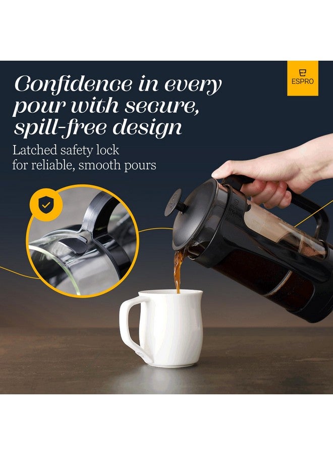 إسبرو ESPRO - ماكينة تحضير قهوة فرنسية صغيرة P3 سعة 18 أونصة - ماكينة تحضير شاي وقهوة بفلتر دقيق مزدوج، مشروبات خالية من الحصى والمرارة (أسود) - Image 5