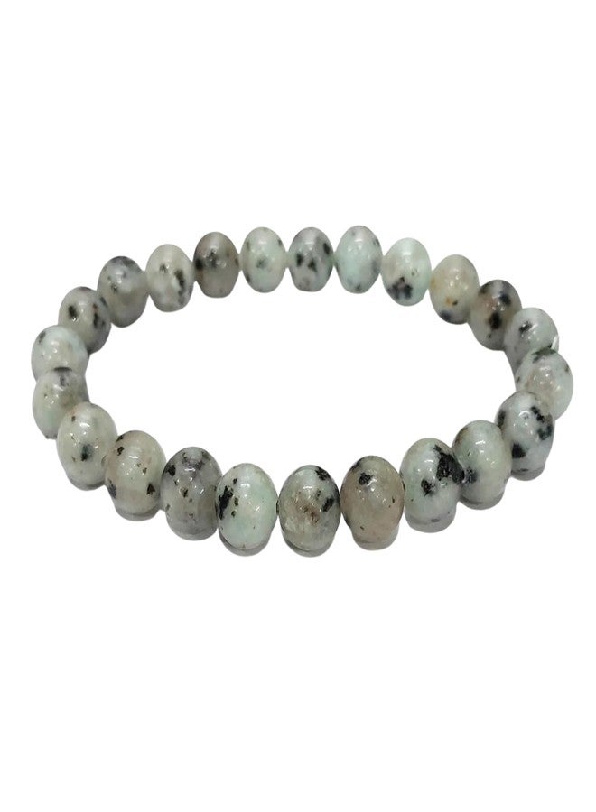 Blue bijoux Kiwi Jasper 8 MM Round Reiki Healing Crystal Stretch Bracelet | For Encouraging Personal Growth | Enhancing Heart Chakra Energy | Reducing Stress and Anxiety | Men & Women - Image 1