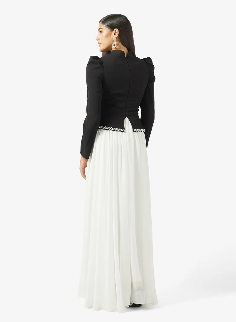 Akadia Fashion  HIGH NECK CRYSTAL WAISTLINE CREPE DRESS for Women | Best Price UAE