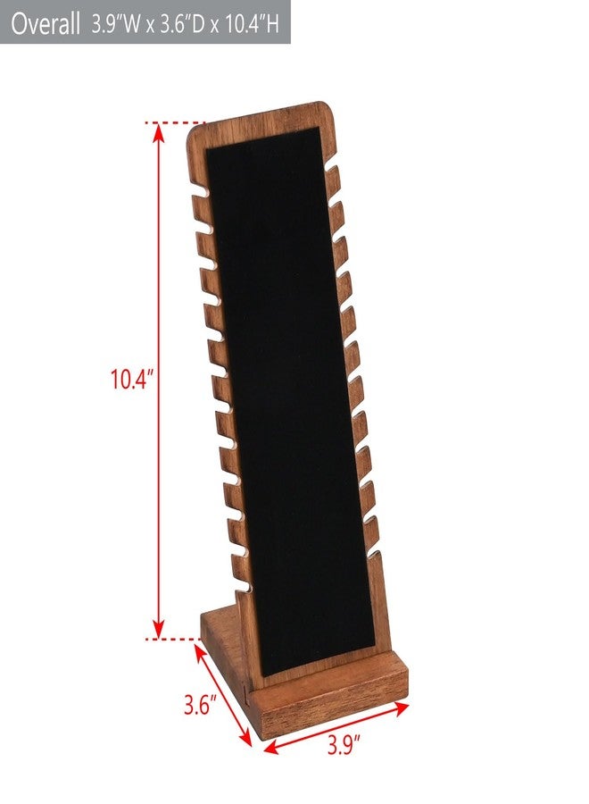 MOOCA 2 Pcs Set Wooden Freestanding Small Necklace Bracelet Holder Stand for Multiple 12 Necklaces or Bracelets, Jewelry Display Stand, Walnut Color, 3.9W x 3.6D x 10.4H in - Image 2