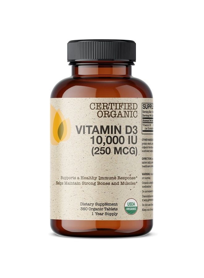 Futurebiotics Vitamin D3 10,000 IU (250 MCG) Supports a Healthy Immune Response, Helps Maintain Strong Bones and Muscles, 360 Organic Tablets - Image 1