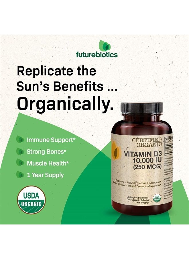 Futurebiotics Vitamin D3 10,000 IU (250 MCG) Supports a Healthy Immune Response, Helps Maintain Strong Bones and Muscles, 360 Organic Tablets - Image 3