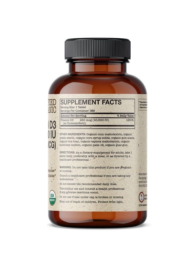Futurebiotics Vitamin D3 10,000 IU (250 MCG) Supports a Healthy Immune Response, Helps Maintain Strong Bones and Muscles, 360 Organic Tablets - Image 2