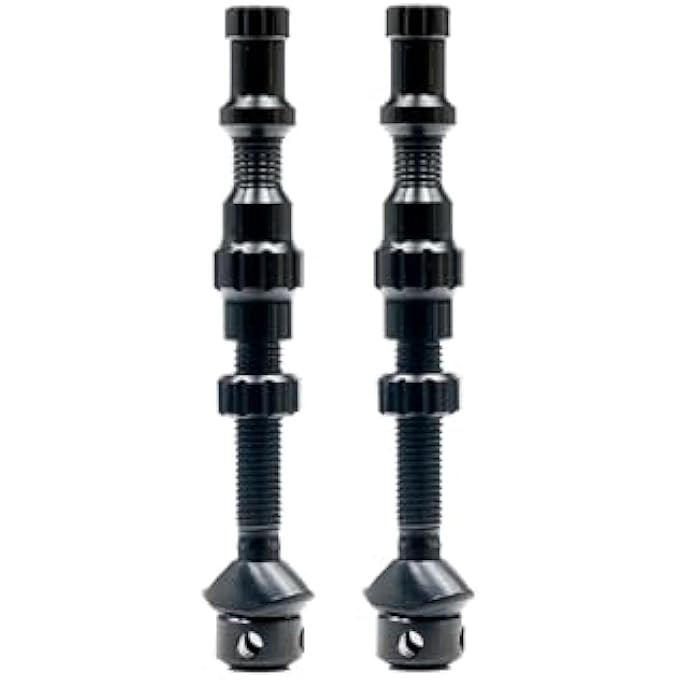 rayihni StanS Bicycle Valves  Bike Tubeless Valve Pair For Tire Inflation  ExoCore Design With ToolFree Cap  Medium Size  Black - Image 1