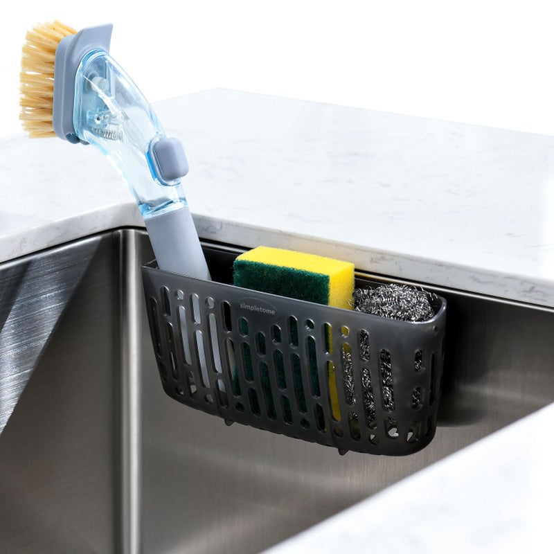 simpletome Sink Caddy Basket Sinkware Organizer 3X Strong Suction Cups Or Countertop Translucent Grey