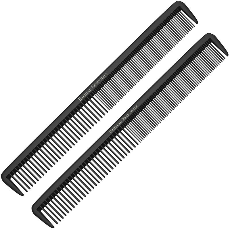 Bardeau Essentials Hair Cutting Comb (2 Pack) - Professional 8.75â€ Black Carbon Fiber Anti Static Chemical And Heat Resistant Hair Combs For All Hair Types For Men And Women - By Bardeau Essentials - Image 1