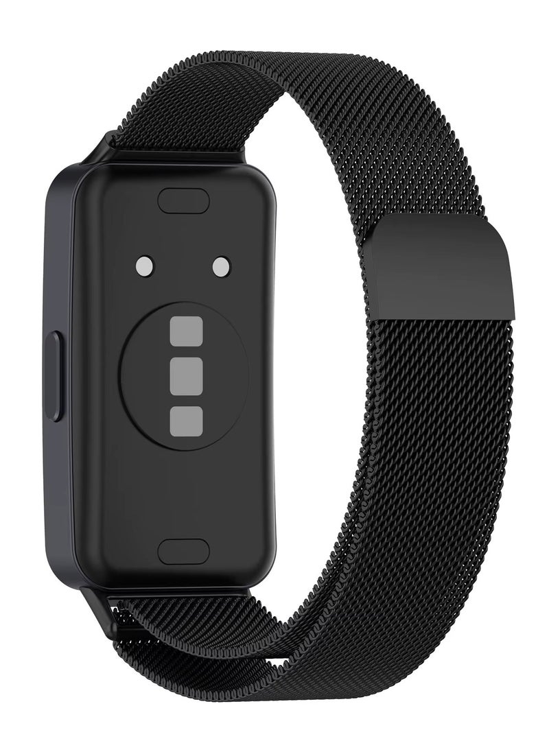 Generic Replacement Band for Huawei Band 8/Honor Band 8 Band Magnetic Stainless Steel Strap Loop Watch Band Sports Straps (Black)  - Image 2
