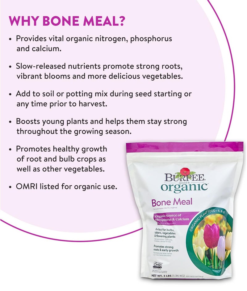 Burpee Bone Meal Fertilizer | Add to Potting Soil | Strong Root Development | OMRI Listed for Organic Gardening | for Tomatoes, Peppers, and Bulbs, 1-Pack, 3 lb (1 Pack) - Image 3